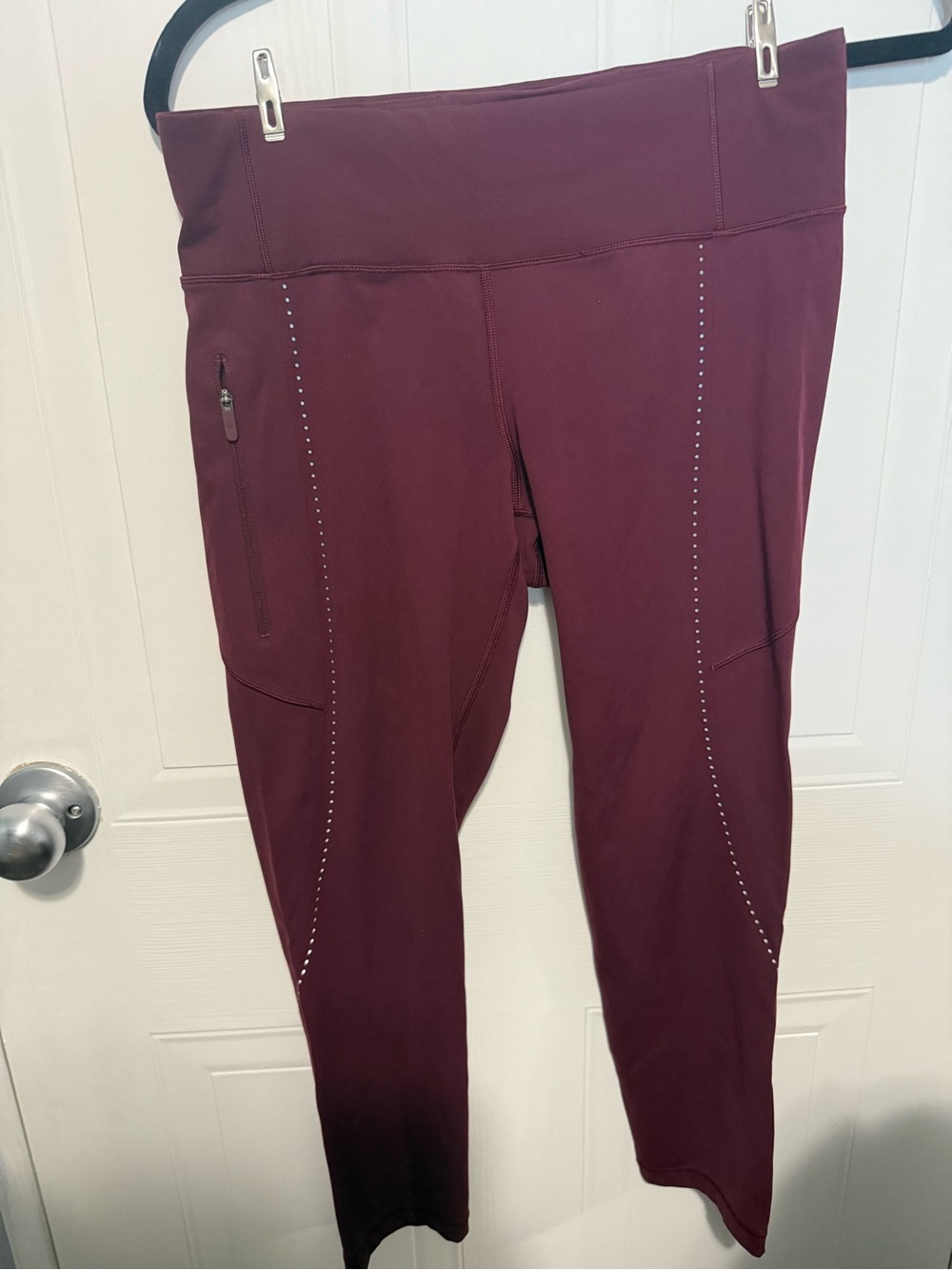 Lululemon Burgundy Athletic Leggings with Side Zip Pocket